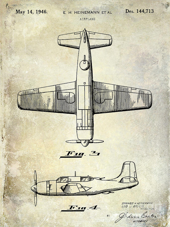Airplane Photograph - 1946 Airplane Patent #4 by Jon Neidert