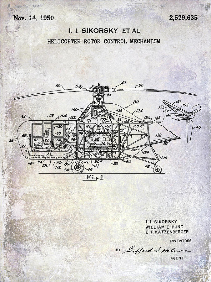 1950 Helicopter Patent #3 Photograph by Jon Neidert