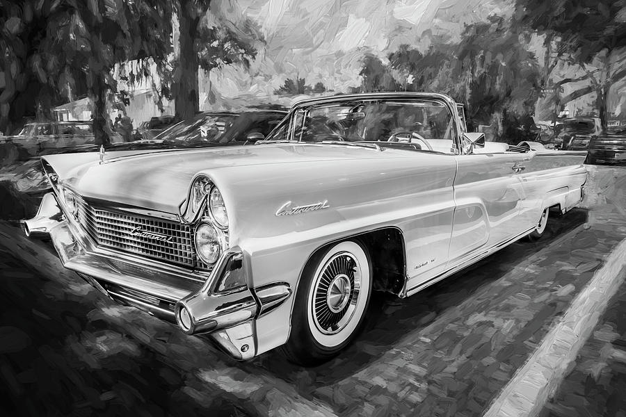 Charlotte Painting - 1959 Lincoln Continental Town Car MK IV Painted BW   #3 by Rich Franco