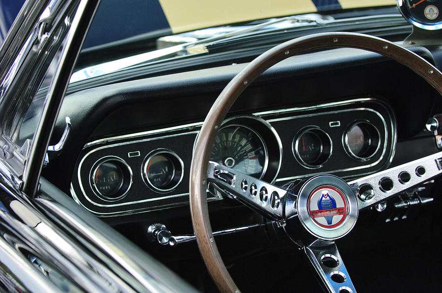 1966 Ford Mustang Cobra Steering Wheel #3 Photograph by Jill Reger