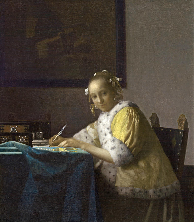 A Lady Writing #3 Painting by Johannes Vermeer