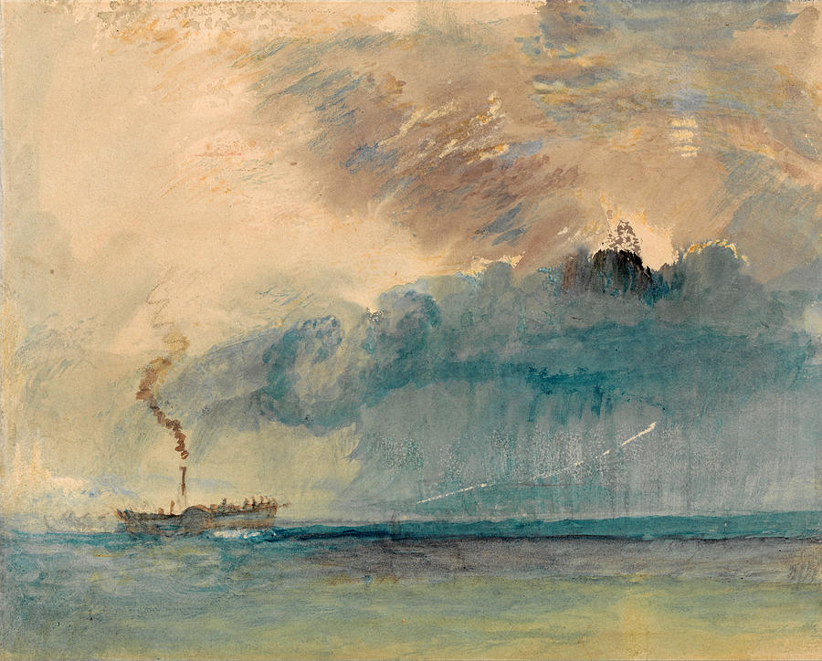 A Paddle-steamer in a Storm #1 Drawing by Joseph Mallord William Turner