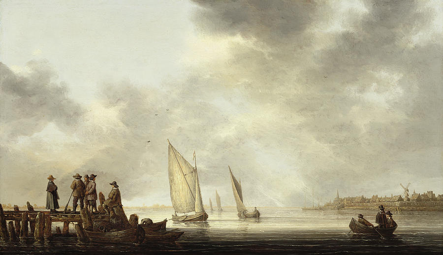 A Pier in Dordrecht Harbor #3 Painting by Aelbert Cuyp