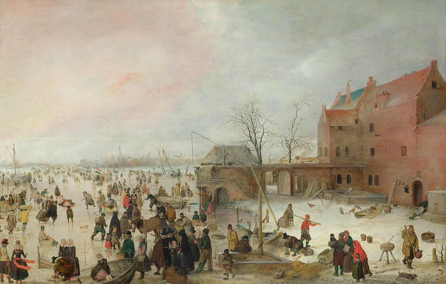 Scenery Painting - A Scene On The Ice Near A Town by Hendrick Avercamp Scenery Painting - A Scene On The Ice Near A Town by Hendrick Avercamp