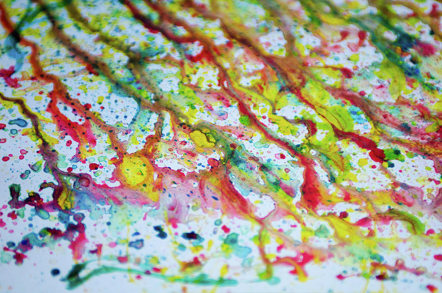 Abstract art of vivid bright colorful watercolor splash and drop Mixed ...