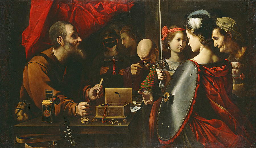 Achilles among the Daughters of Lycomedes #5 Painting by Pietro Paolini