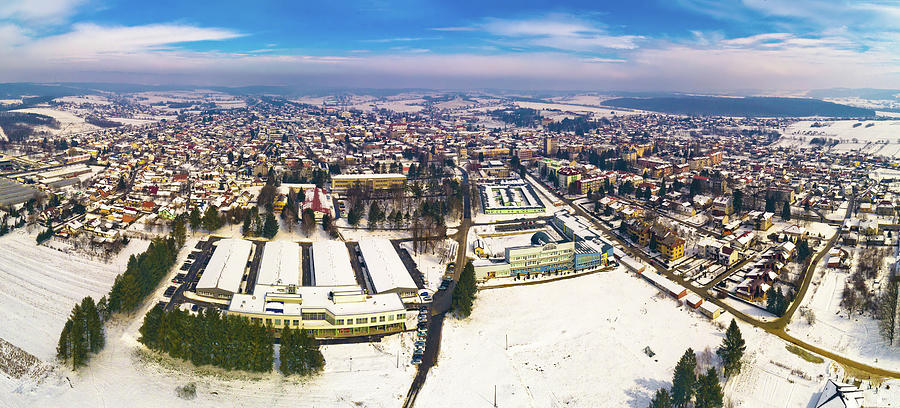 Aerial snowy winter view of Krizevci #3 Photograph by Brch Photography