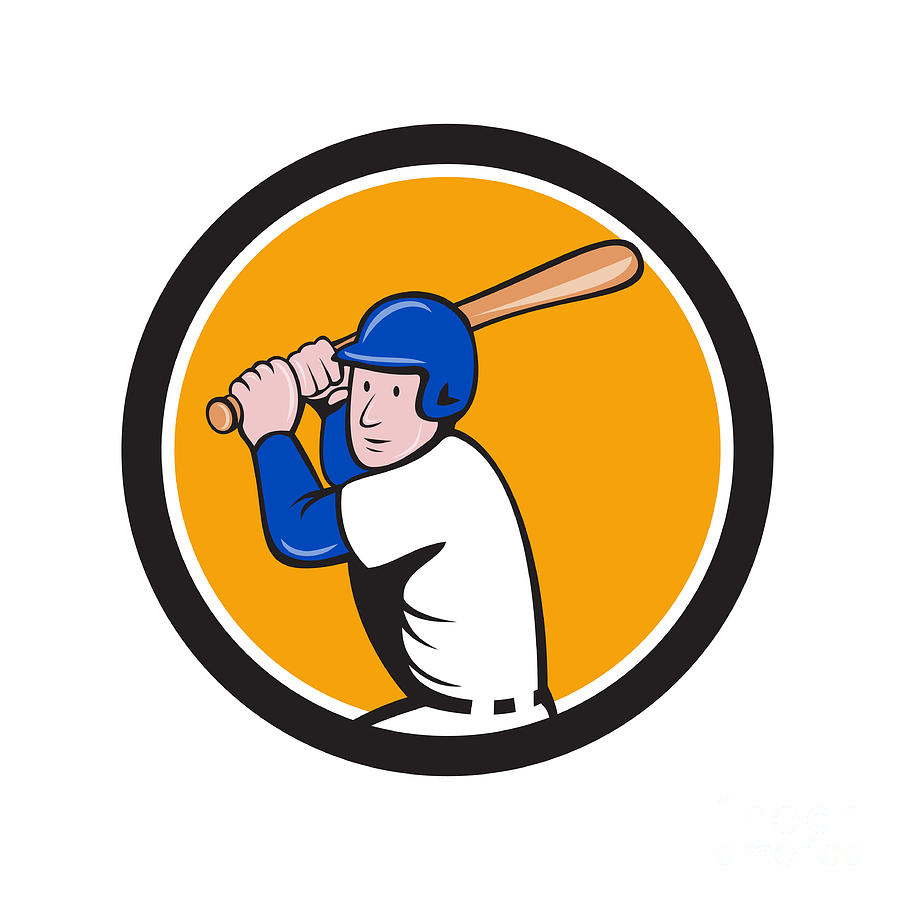 American Baseball Player Batting Circle Cartoon Digital Art by Aloysius ...