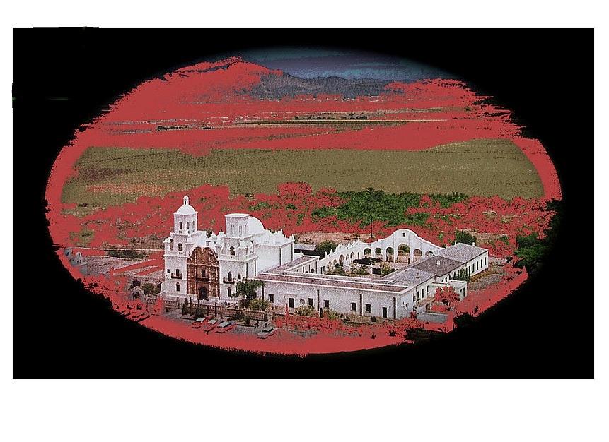 An Aerial View Of San Xavier Mission Tucson Arizona Postcard C. 1960s-2013. #3 Photograph by David Lee Guss