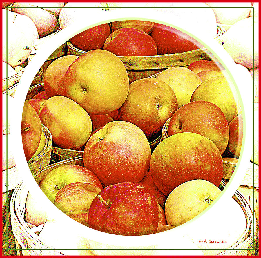 Apples in Wooden Baskets, Still Life #1 Digital Art by A Macarthur Gurmankin