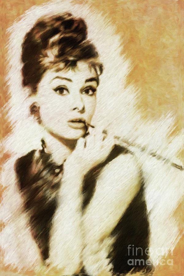 Hollywood Painting - Audrey Hepburn, Vintage Actress #3 by Esoterica Art Agency