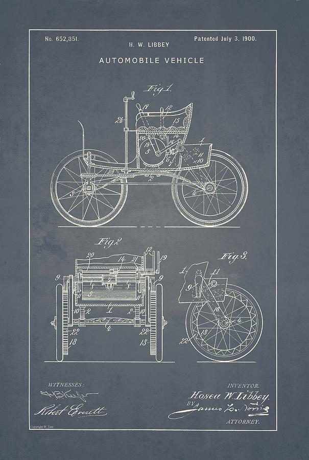 Automobile Patent #3 Drawing by Vintage Pix