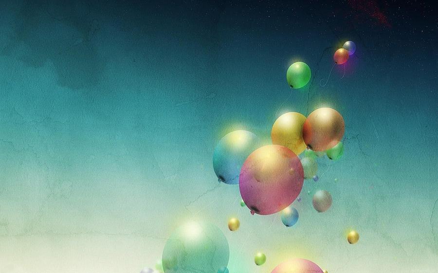 Space Digital Art - Balloon #3 by Maye Loeser