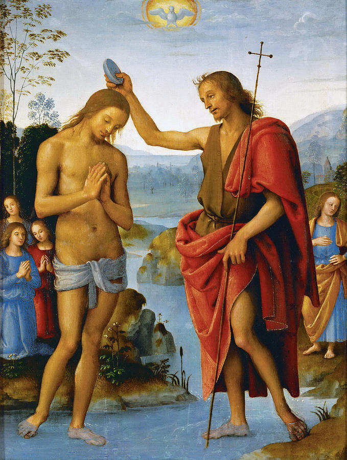 Baptism of Christ #1 Painting by Pietro Perugino