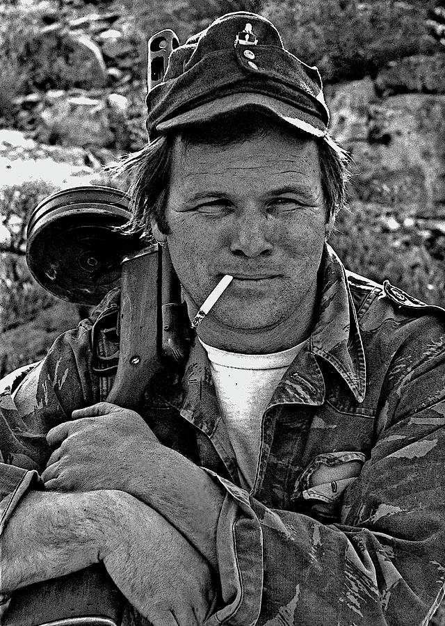 Barry Sadler Holding One Of His Numerous Machine Guns Tucson Arizona 1971 #1 Photograph by David Lee Guss