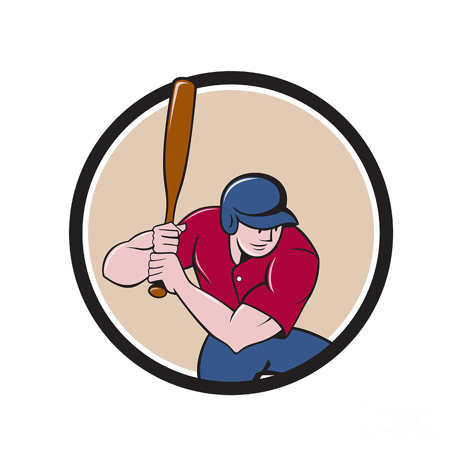 Baseball Player Batting Isolated Cartoon Poster by Aloysius