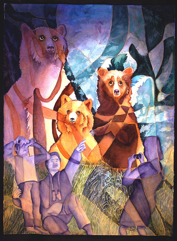Bear Painting - 3 Bears by Arleen Barton