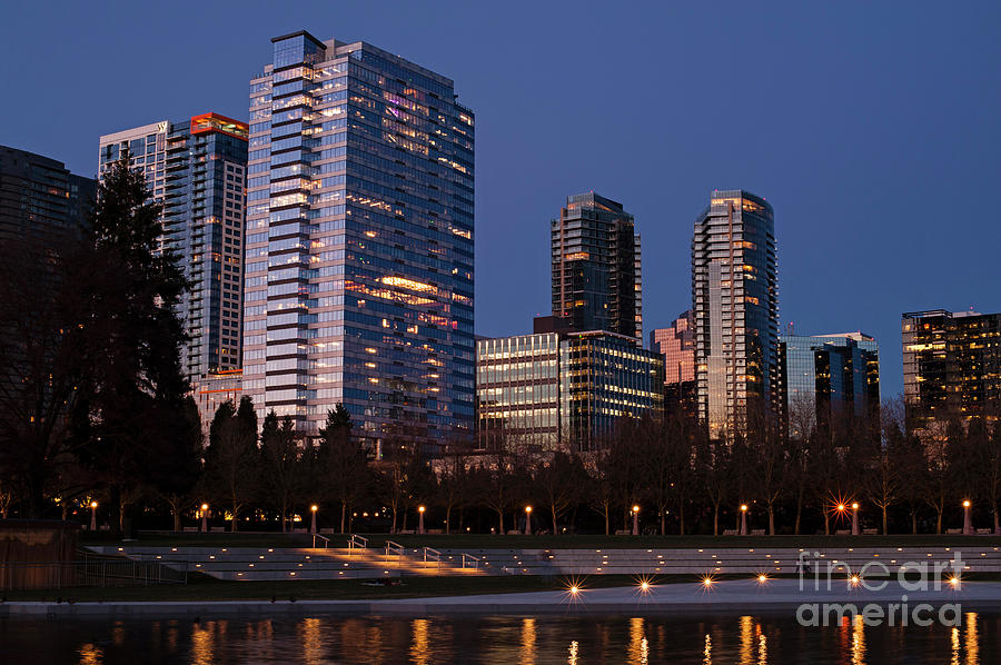 Bellevue Skyline with City Lights  #3 Photograph by Jim Corwin
