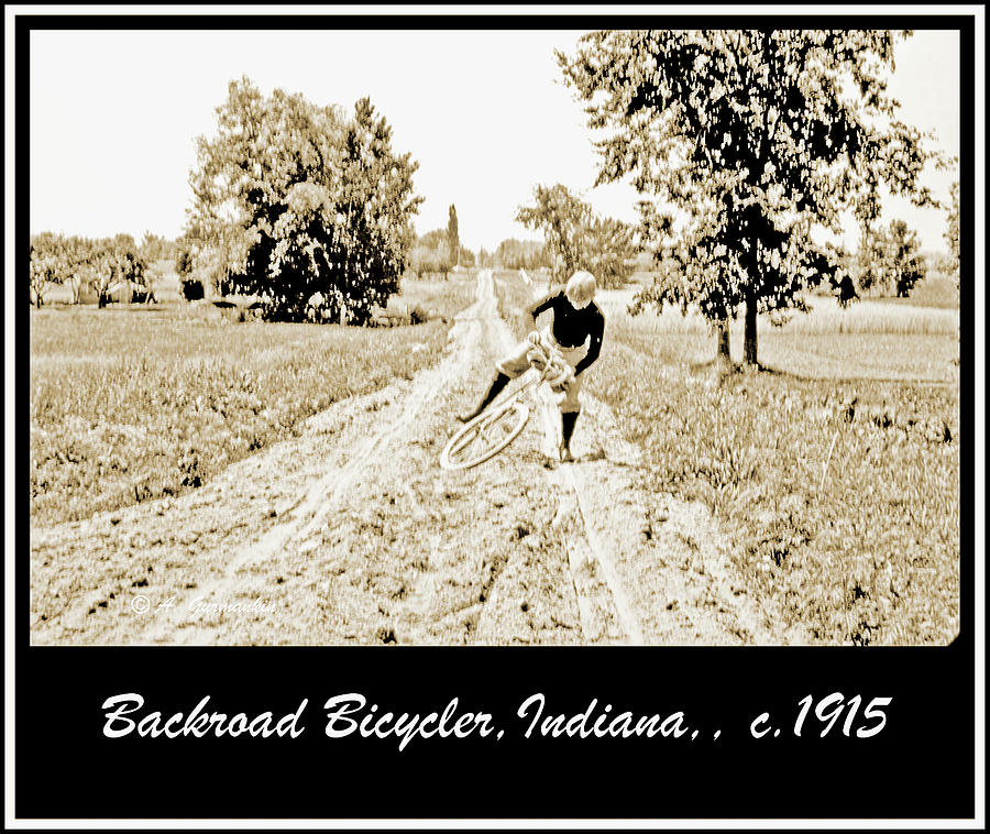 Biker on a Muddy Country Road, c. 1915, Vintage Photograph #3 Photograph by A Macarthur Gurmankin
