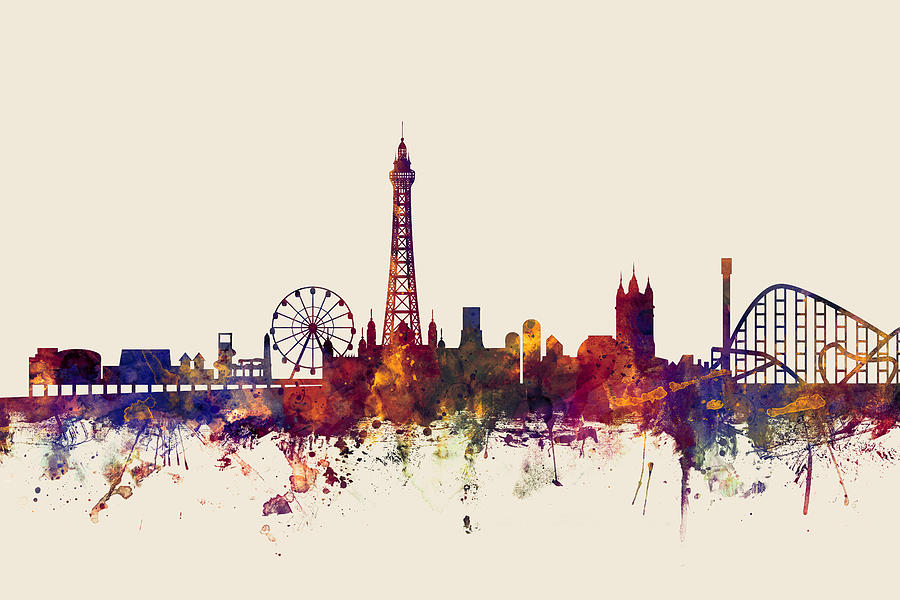 Blackpool England Skyline #3 Digital Art by Michael Tompsett