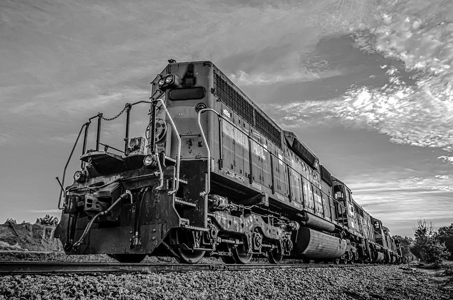 Blue Freight Train Engine At Sunrise  #3 Photograph by Alex Grichenko