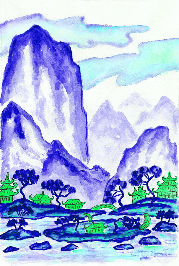 Blue mountains, painting #3 Painting by Irina Afonskaya