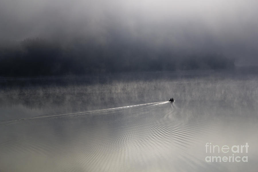 Boat On A Misty Lake #3 Photograph by Falk Herrmann