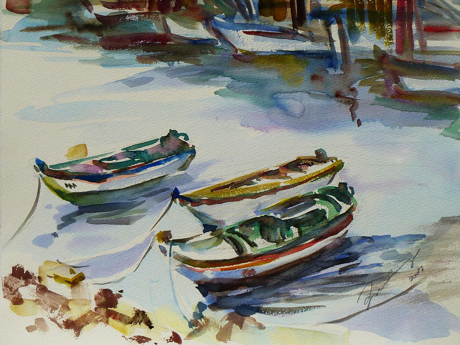 3 Boats I Painting by Xueling Zou