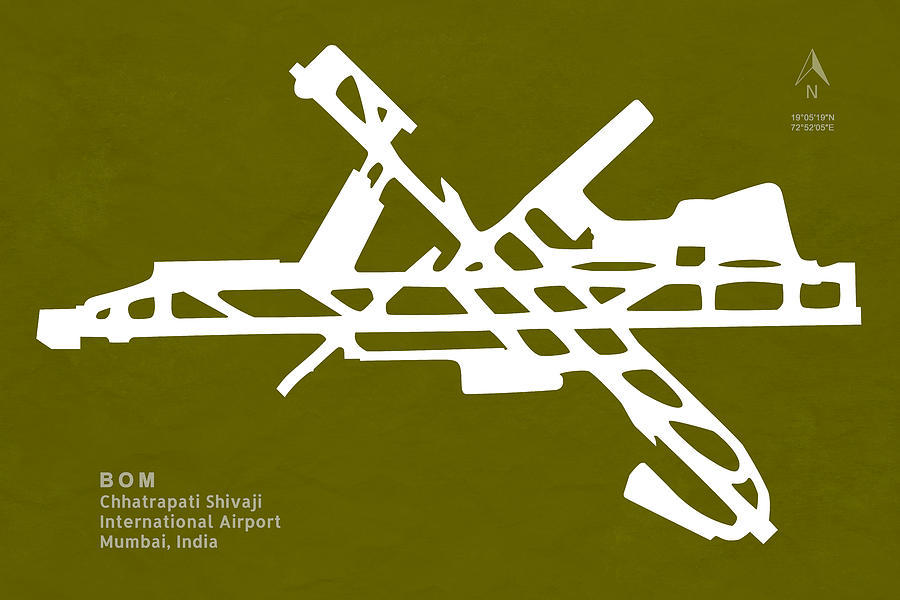 Transportation Digital Art - BOM Chhatrapati Shivaji International Airport in Mumbai Runway S #3 by Jurq Studio