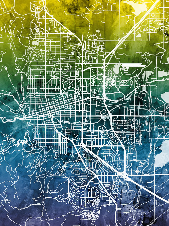 Boulder Colorado City Map #3 Digital Art by Michael Tompsett