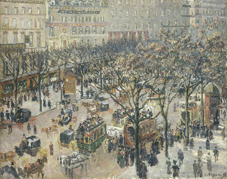 Boulevard Des Italiens, Morning, Sunlight #3 Painting by Camille Pissarro