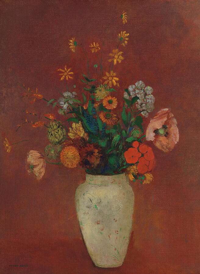 Bouquet in a Chinese Vase #6 Painting by Odilon Redon