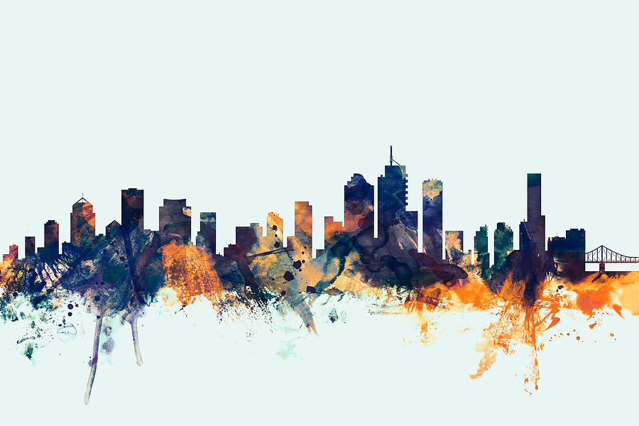 Brisbane Digital Art - Brisbane Australia Skyline #3 by Michael Tompsett