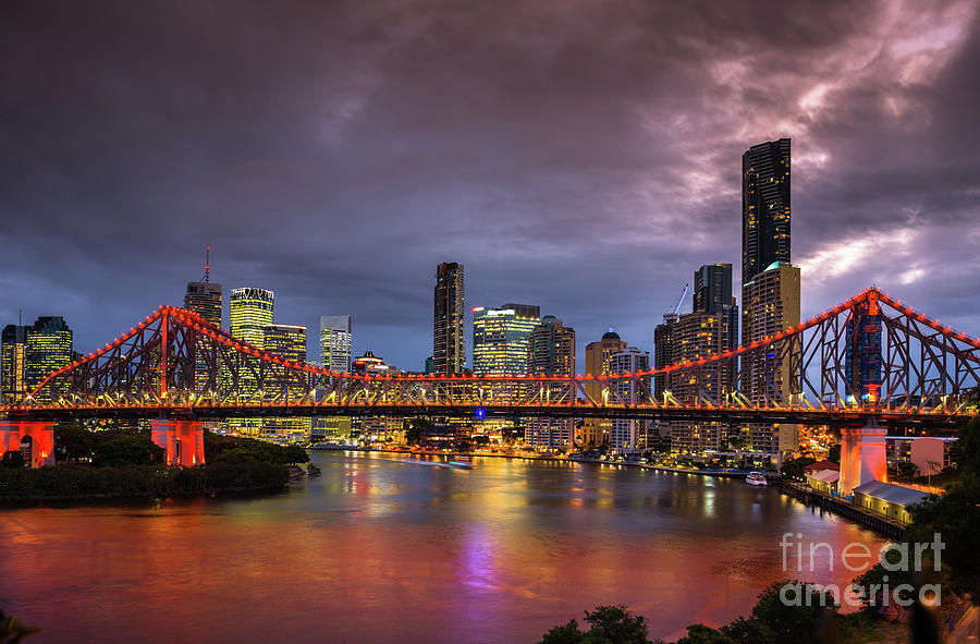Brisbane city skyline after dark #4 Photograph by Andrew Michael