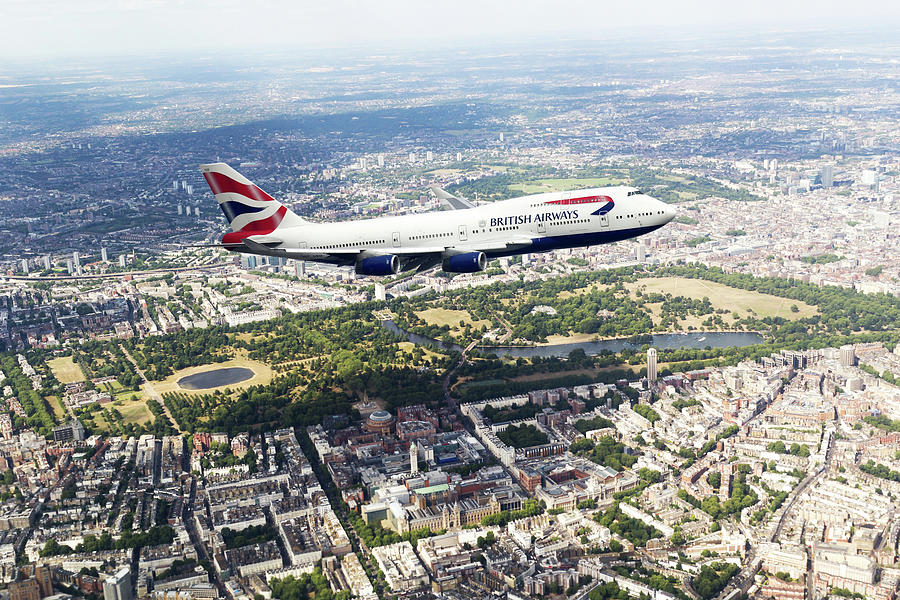 British Airways Boeing 747 over London Photograph by Airpower Art