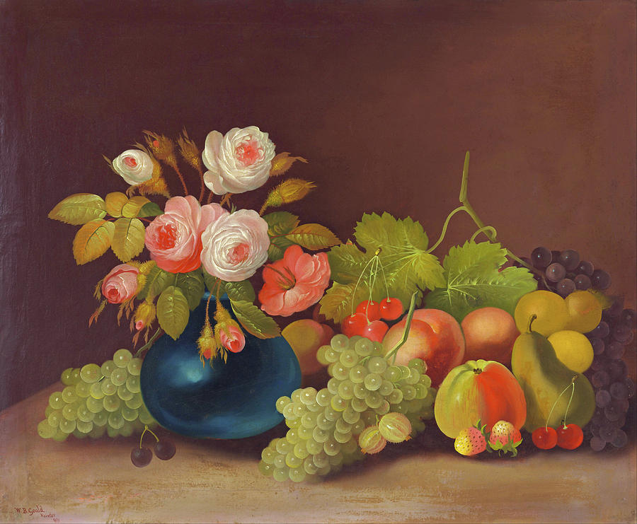 Cabbage Roses and Fruit #3 Painting by William Buelow Gould
