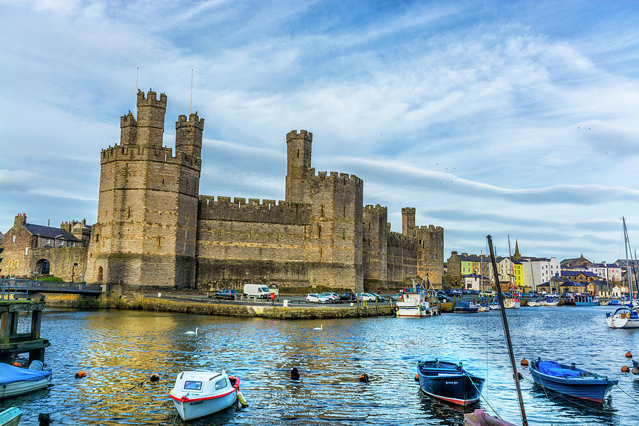 Caernarfon castle and port Digital Art by Tsafreer Bernstein - Fine Art ...