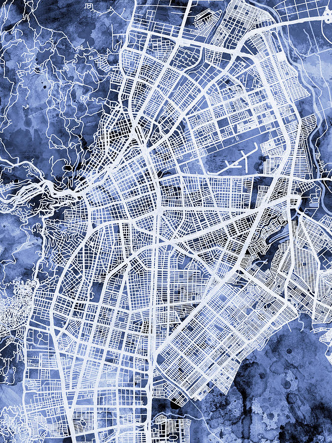 Cali Colombia City Map #3 Digital Art by Michael Tompsett