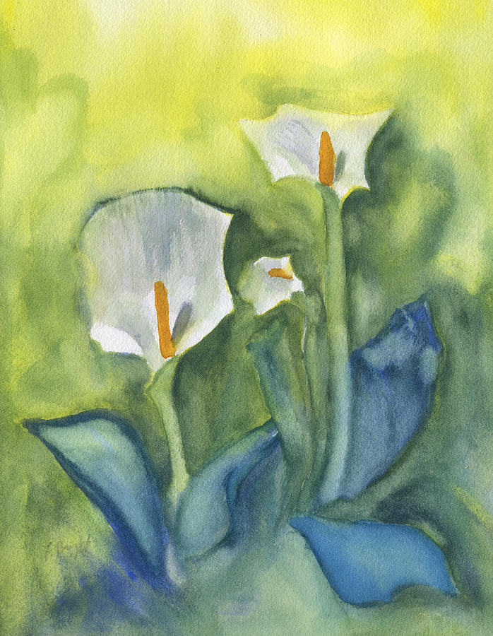 3 Calla Lilies Painting by Frank Bright