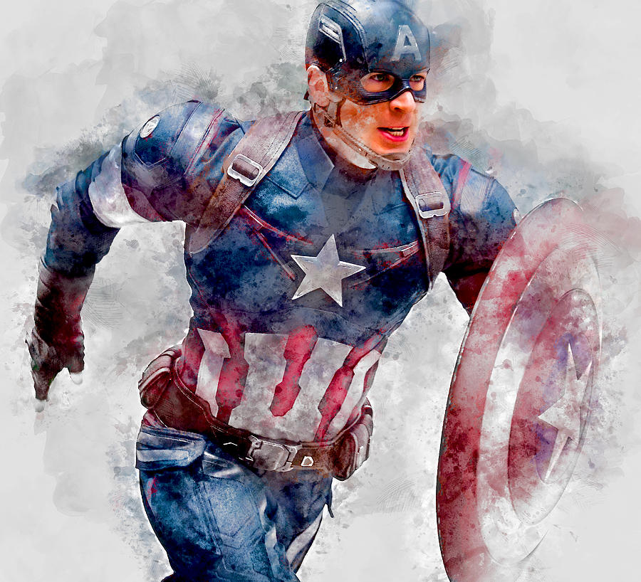 Captain America #1 Mixed Media by Marvin Blaine