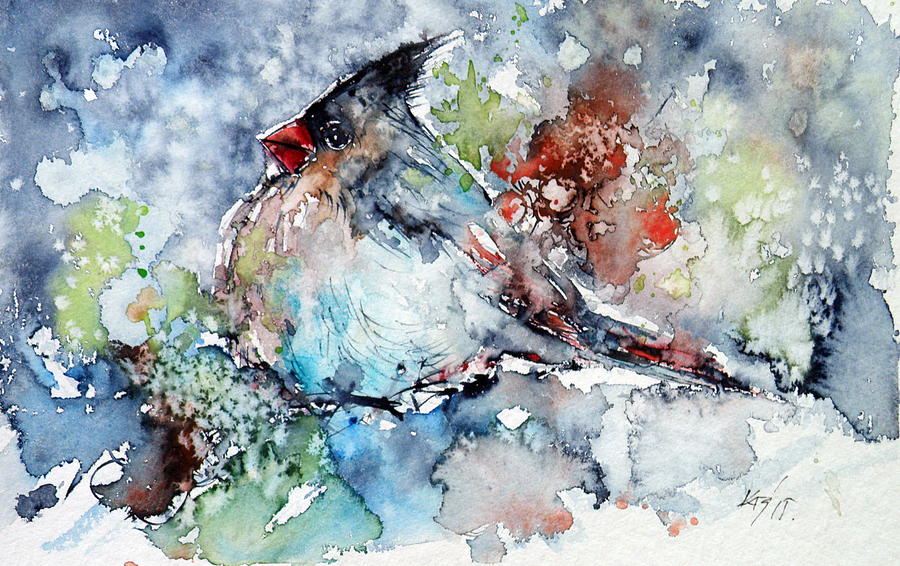 Cardinal bird #2 Painting by Kovacs Anna Brigitta