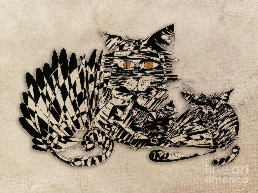 3 Cats Esoflowizm Art Digital Art by Justyna Jaszke JBJart