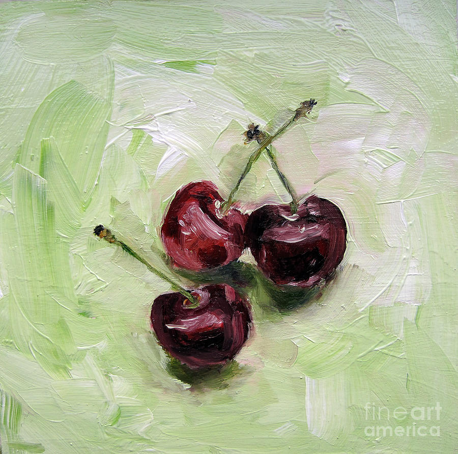 3 Cherries Painting by Ulrike Miesen-Schuermann