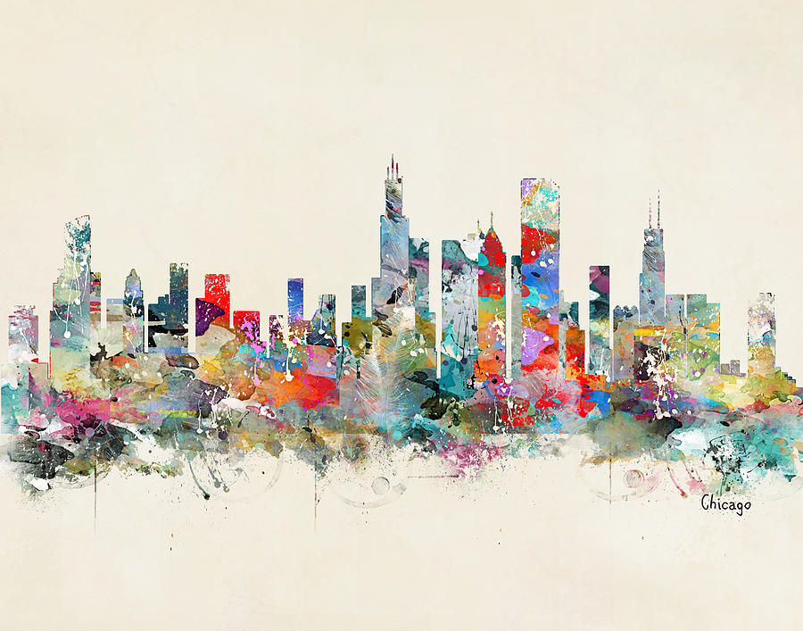 Chicago City Skyline Painting - Chicago City Skyline by Bri Buckley