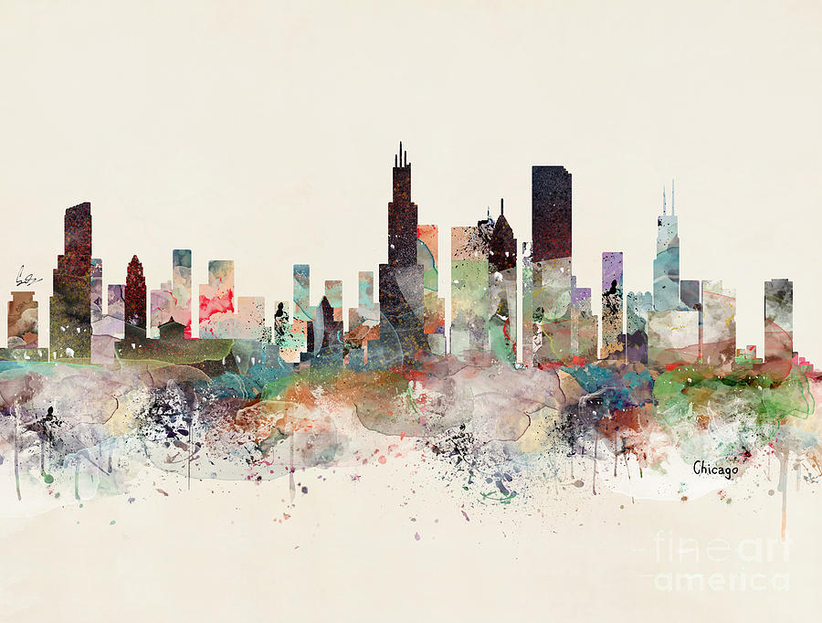 Chicago Illinois Skyline Painting by Bri Buckley - Fine Art America