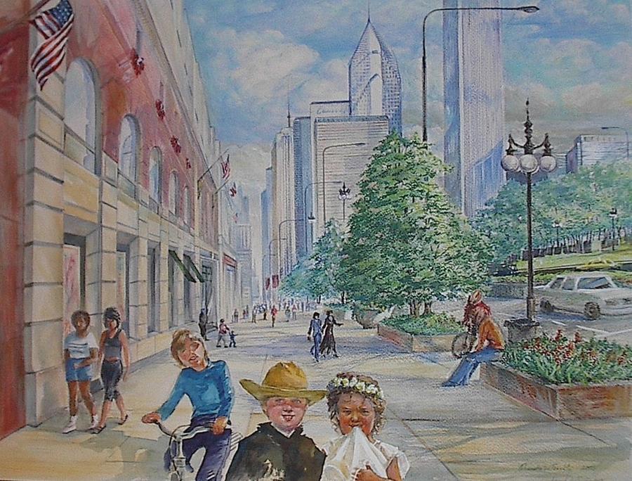 Cityscape Painting - Chicago #3 by Oksana Franklin