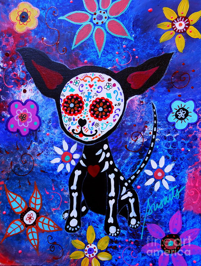 Chihuahua Day Of The Dead #5 Painting by Pristine Cartera Turkus