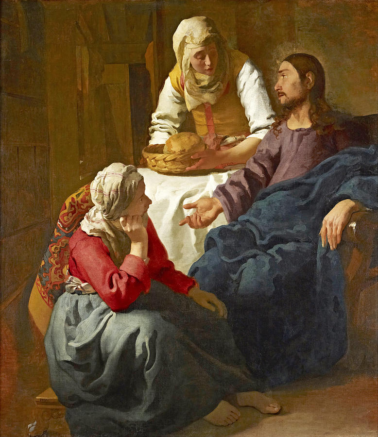 Christ in the House of Martha and Mary #3 Painting by Johannes Vermeer