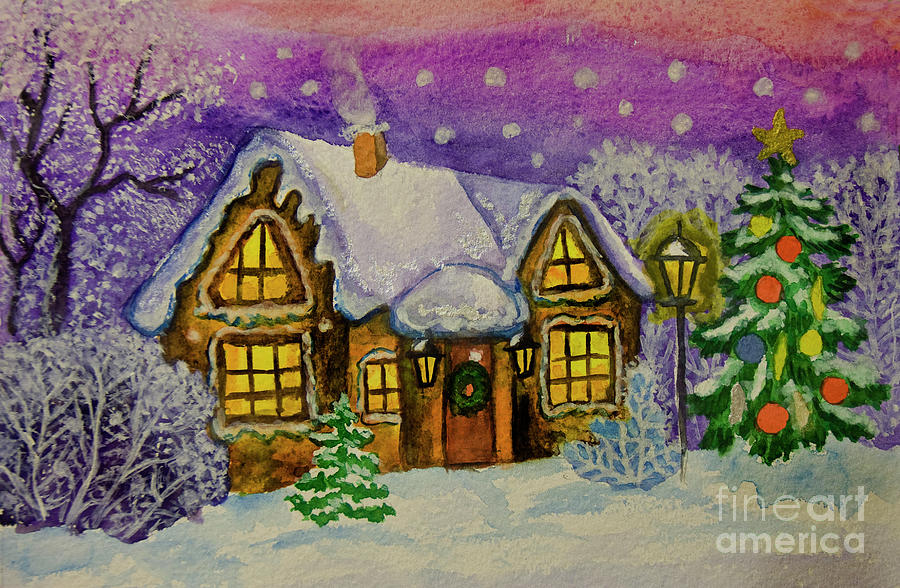 Christmas house #4 Painting by Irina Afonskaya