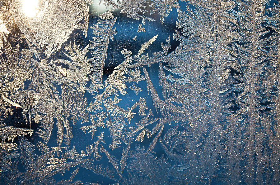 Christmas Window, Art By Frost In A Cold Evening Photograph